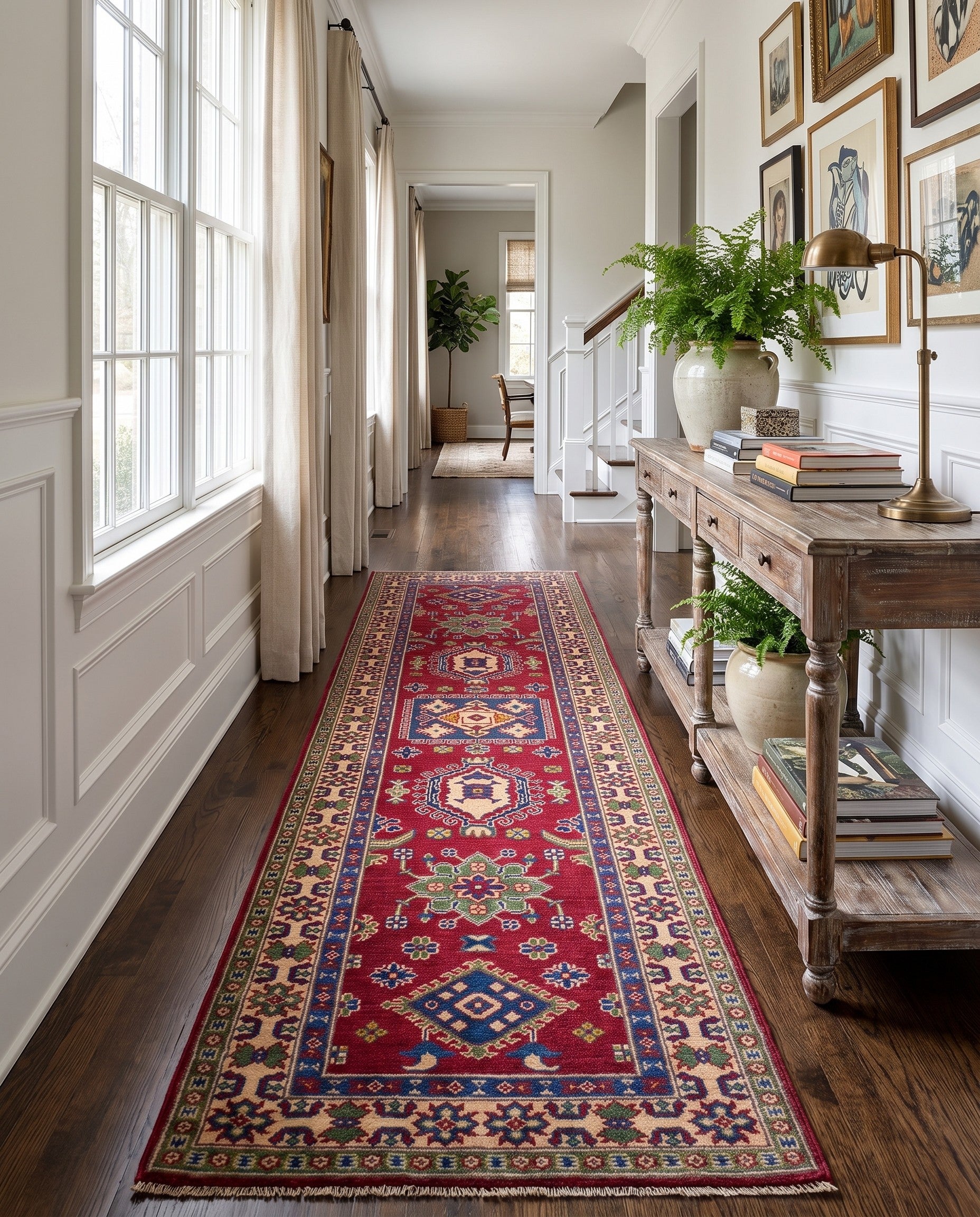 80cm x 300cm Hand Knotted Kazak Runner Rug