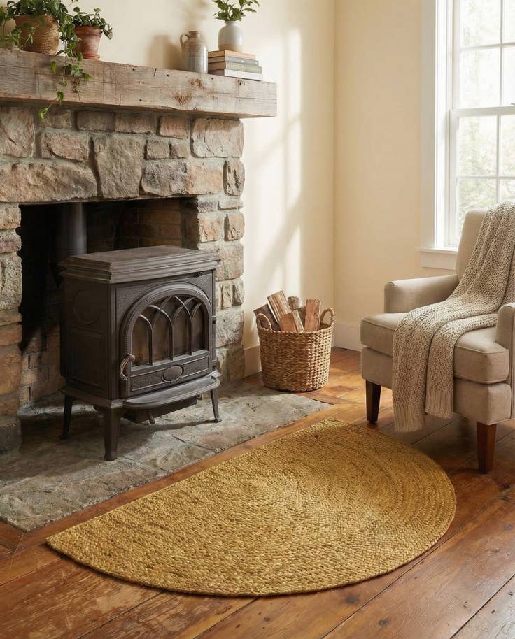 Detail image of 2' 2 x 3' 7 Handmade Braided Jute Hearth Rug