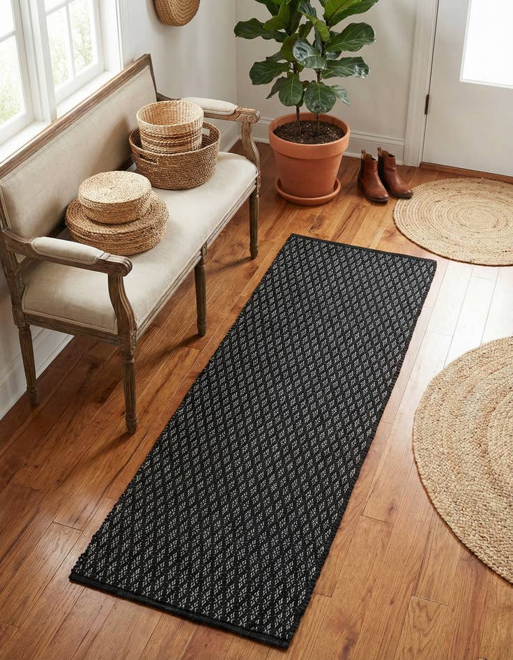 Detail image of  2' x 8'  Hand Woven Lattice Wool Runner Rug