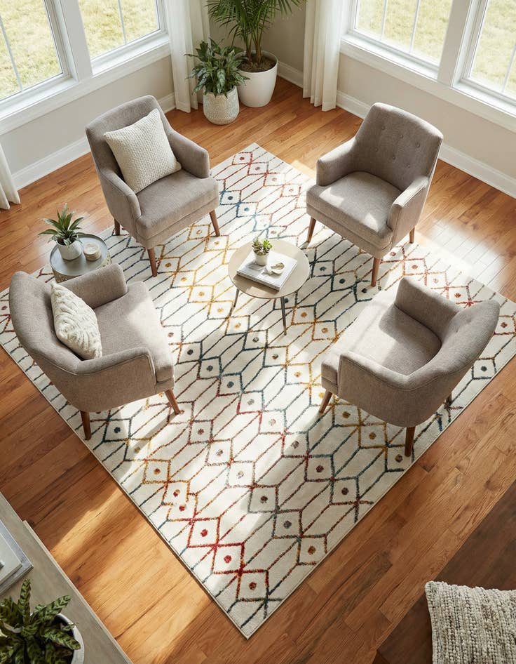 Detail image of 7' x 7' Lattice Trellis Square Rug