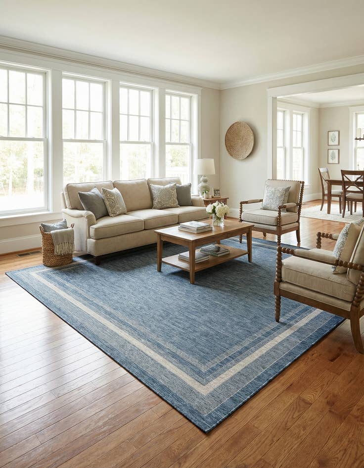 Detail image of 10' x 10' Easy-Clean Border Indoor / Outdoor Square Rug