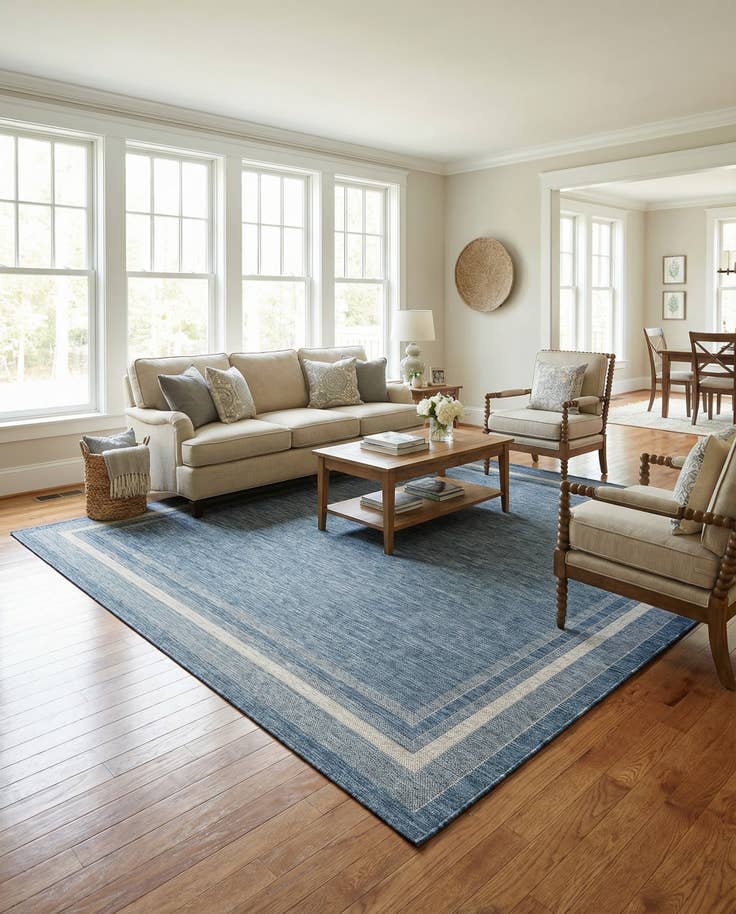 Detail image of 10' x 10' Easy-Clean Border Indoor / Outdoor Square Rug