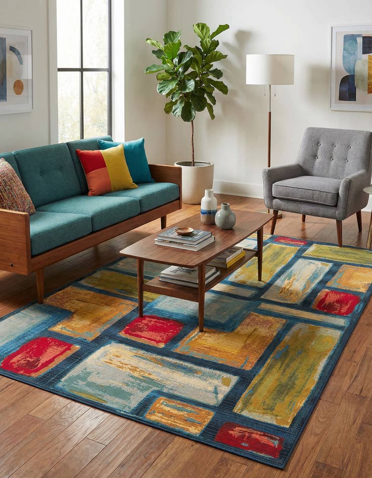 Detail image of 5' 3 x 8' Washable Modern Indoor / Outdoor Rug