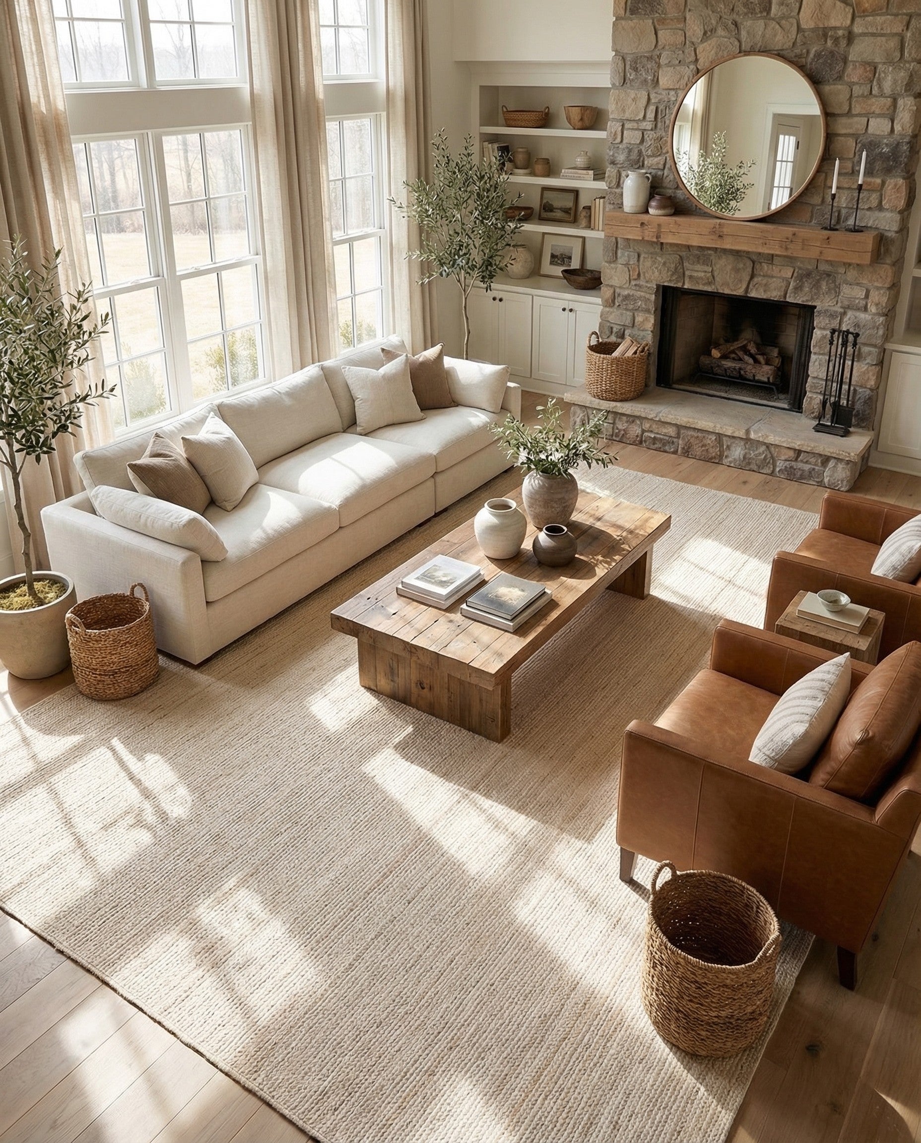 White Handmade Braided Jute Rug