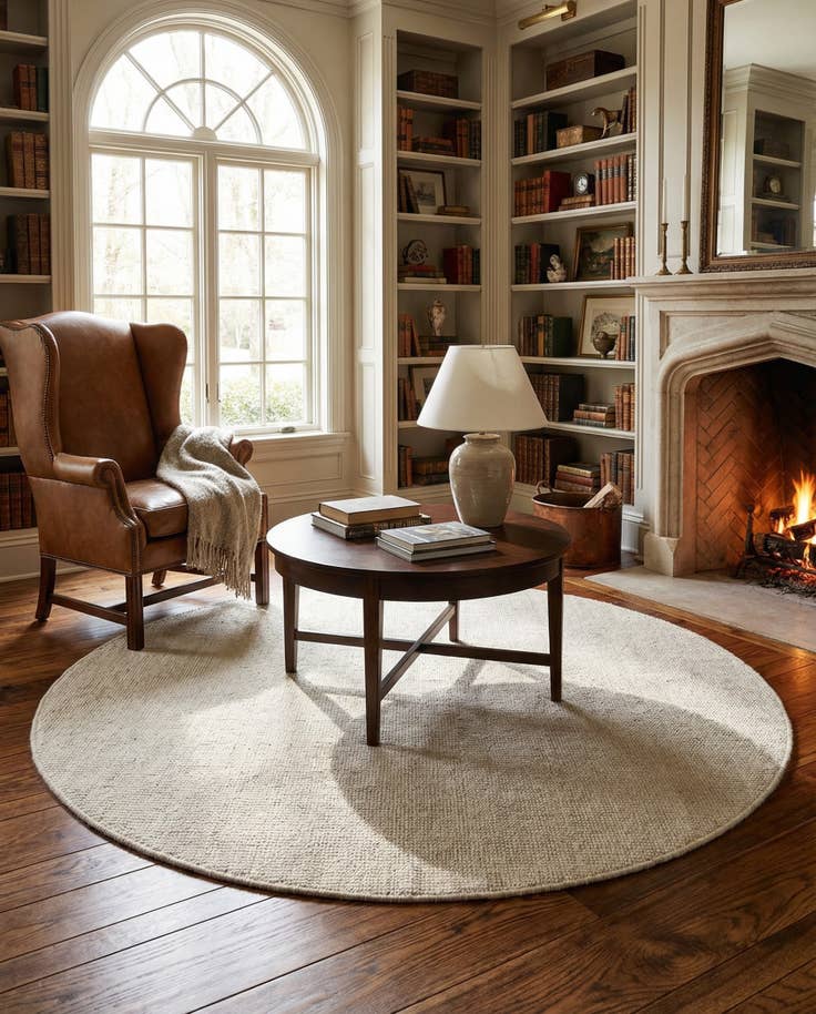 Detail image of 6' 1 x 6' 1 Hand Woven Jill Zarin English Manor Wool Round Rug