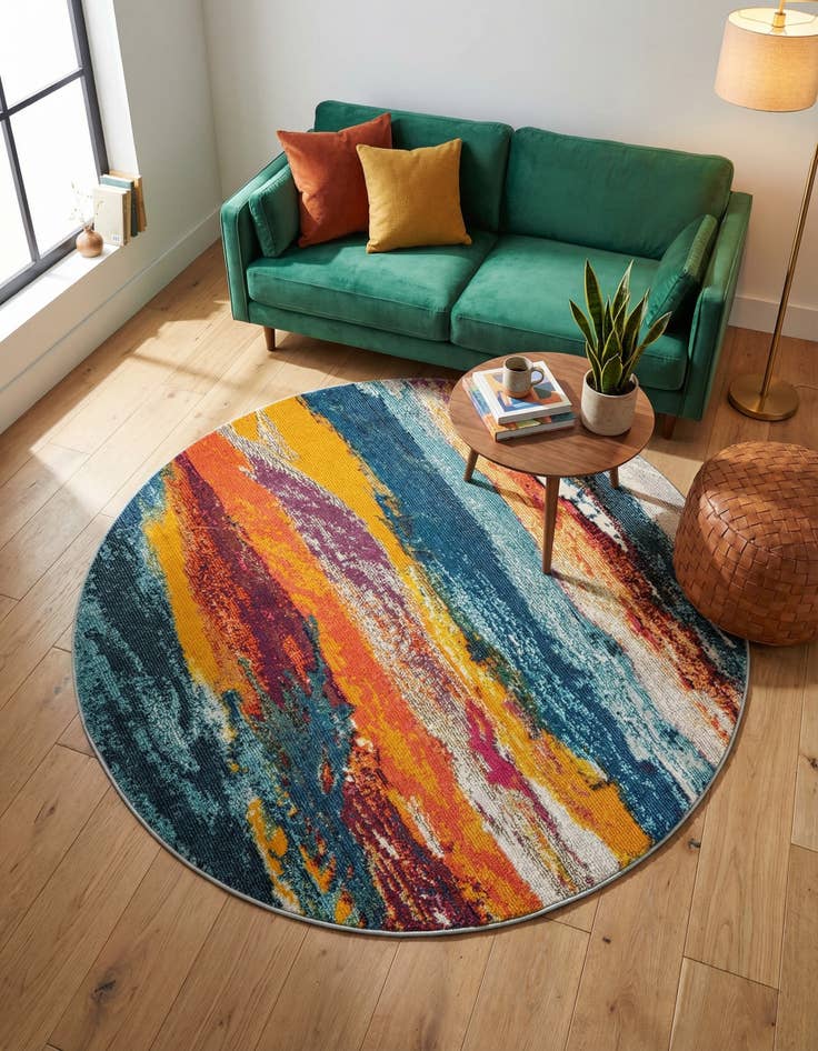 Detail image of  5' 3 x 5' 3  Washable Haerfest Round Rug