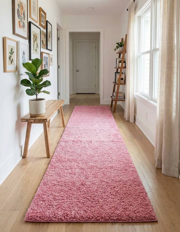 Detail image of 2' 7 x 14' Solid Shag Runner Rug