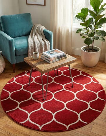 4' x 4' Lattice Frieze Round Rug