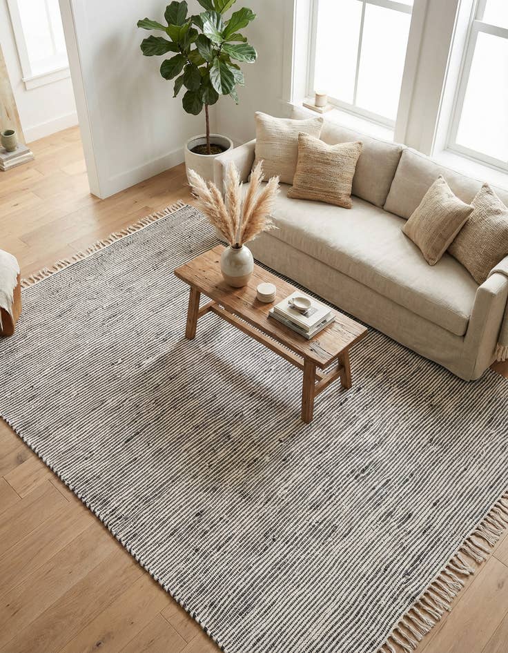 Detail image of 7' 1 x 10' Hand Woven Chindi Jute Rug