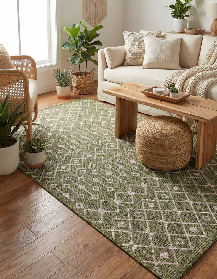 Detail image of 5' 3 x 8' Washable Lattice Indoor / Outdoor Rug