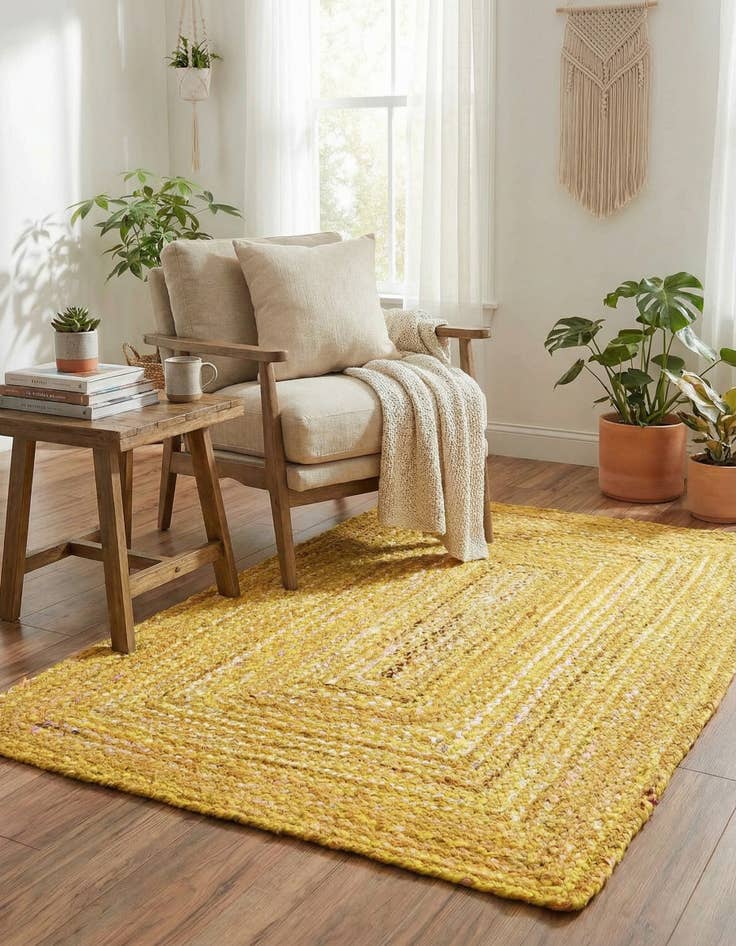 Detail image of 4' 1 x 6' 1  Hand Braided Chindi Rug