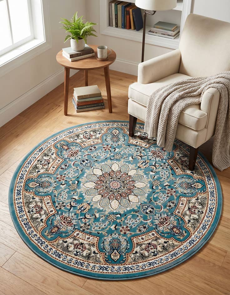 Detail image of 5' 3 x 5' 3 Nain Design Round Rug