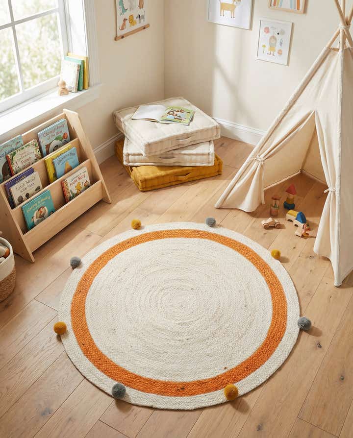 3' 1 x 3' 1 Hand Braided Kids Braided Jute Round Rug