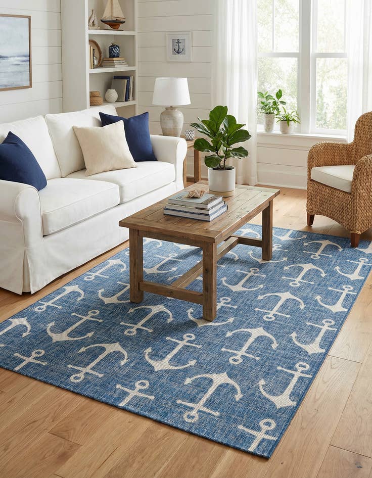 Detail image of 7' x 10'  Washable Coastal Indoor / Outdoor Rug