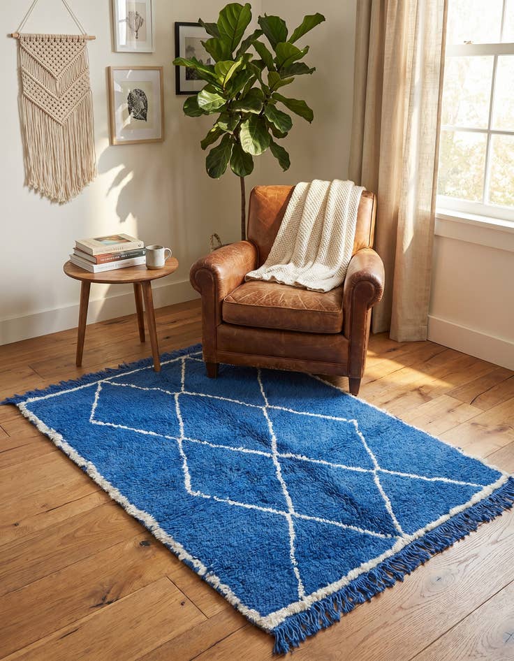 Detail image of 3' 6 x 4' 5 Hand Knotted Moroccan Wool Square Rug