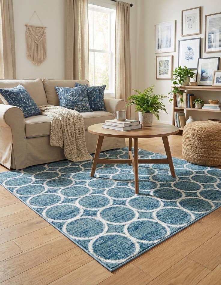 Detail image of  5' 3 x 5' 3 Lattice Trellis Square Rug