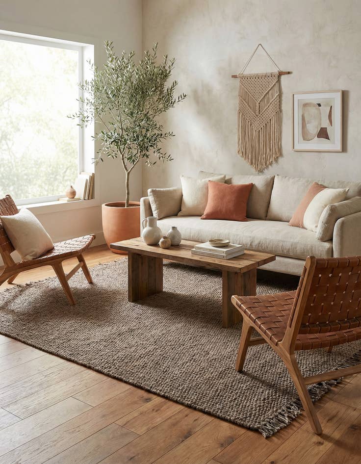 Detail image of 7' 1 x 10'  Hand Woven Chunky Jute Rug