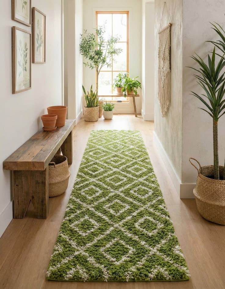Detail image of 2' 7 x 12' Trellis Shag Runner Rug