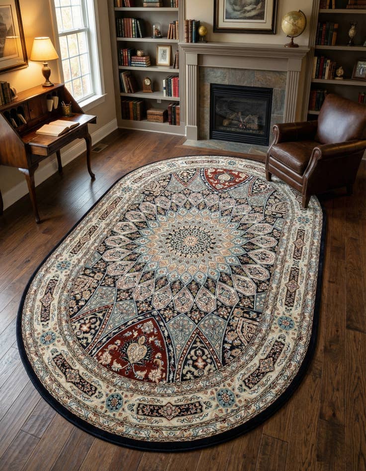 Detail image of 5' 3 x 8' Nain Design Oval Rug