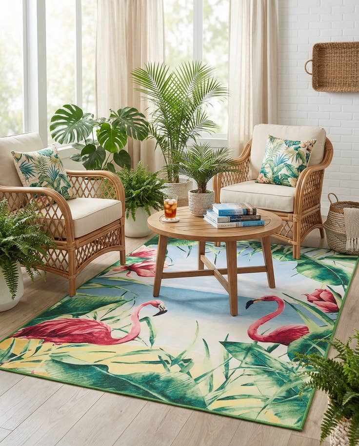 Detail image of 4' x 6' Easy-Clean Jill Zarin Caribbean Dominica Indoor / Outdoor Rug
