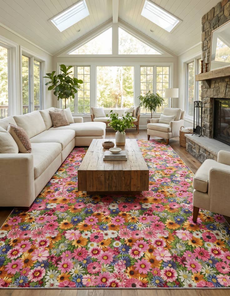 Detail image of 10' x 14' Easy-Clean Botanical Indoor / Outdoor Rug