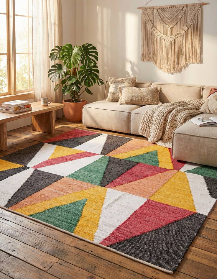 Detail image of  7' 10 x 7' 10  Hand Braided Chindi Cotton Square Rug