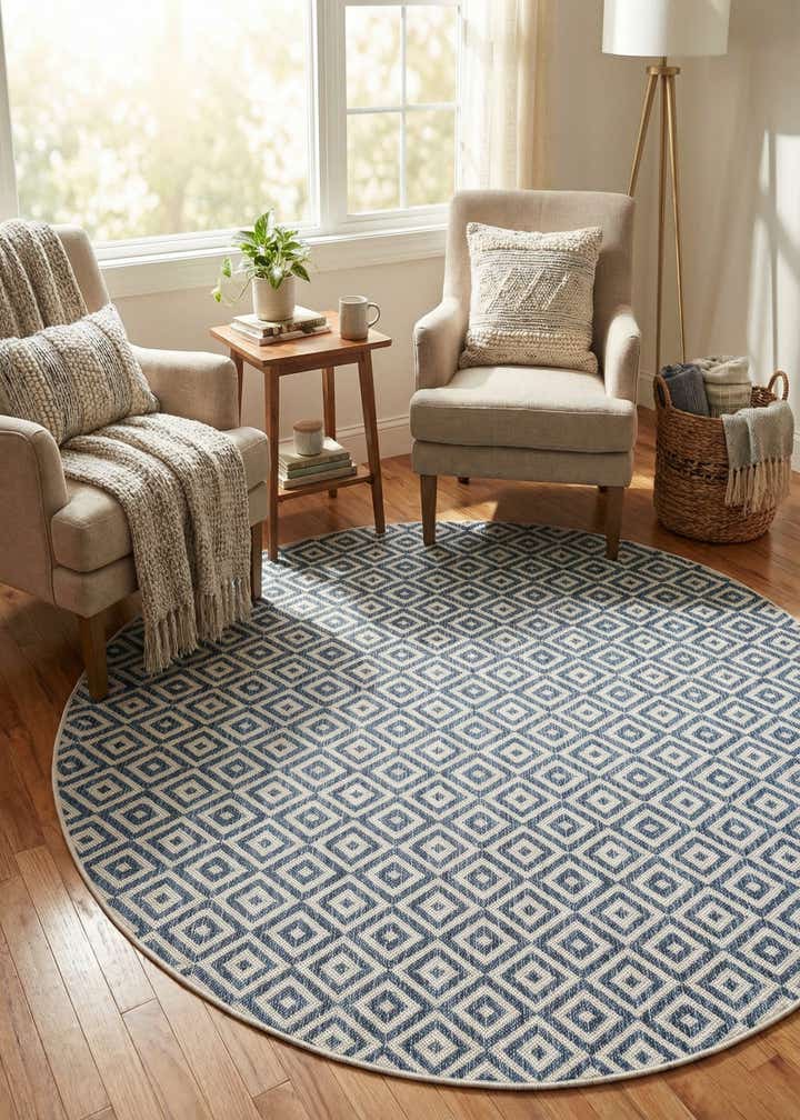 6' 7 x 6' 7 Easy-Clean Jill Zarin Costa Rica Indoor / Outdoor Round Rug