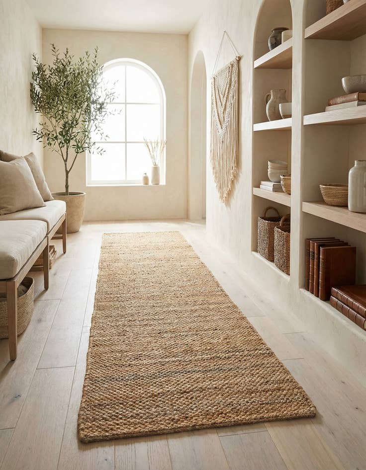 Detail image of 2' 7 x 12'  Hand Woven Chunky Jute Runner Rug