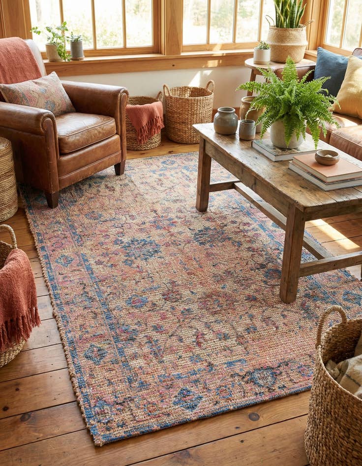 Detail image of 4' 1 x 6' 1  Hand Woven Chenille Jute Rug