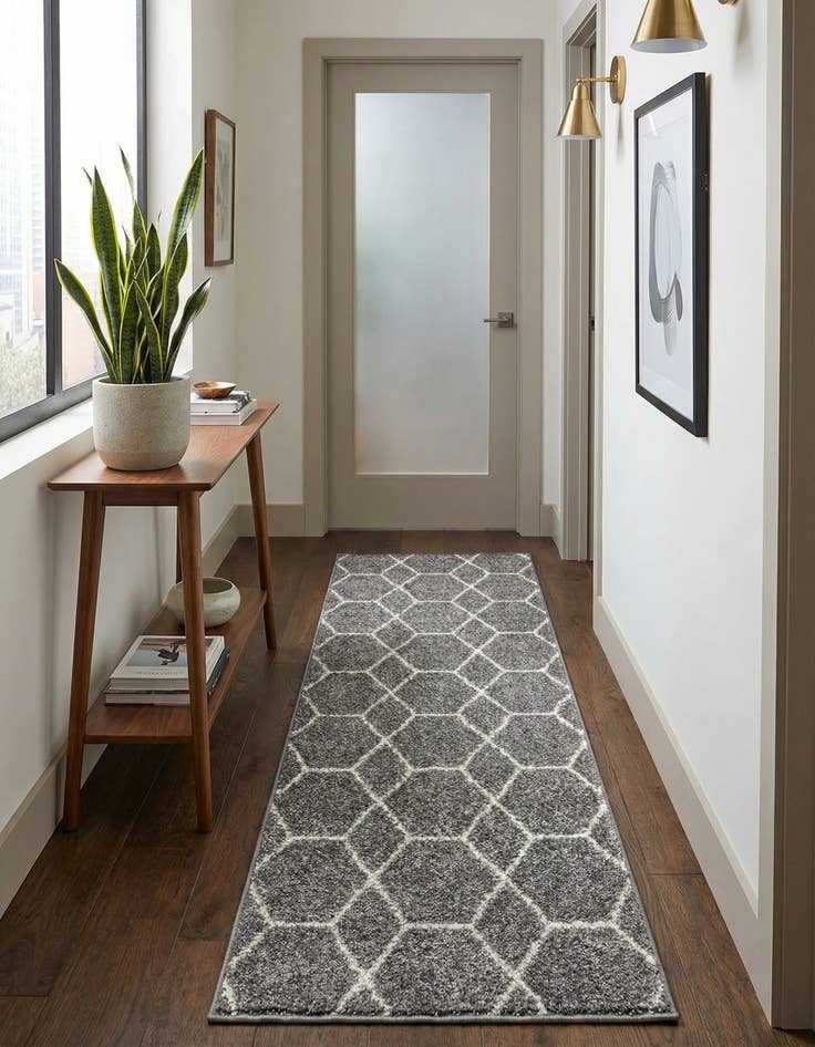 Detail image of 2' x 6' Lattice Frieze Runner Rug