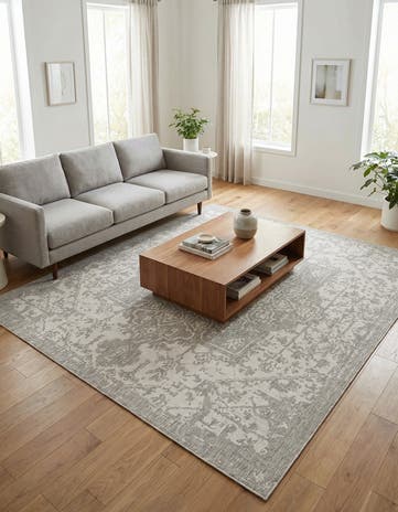 Gray Easy-Clean Jill Zarin Dubai Indoor / Outdoor Square Rug