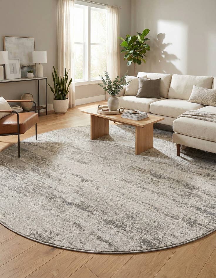 Detail image of 10' x 10'  Washable Modern Indoor / Outdoor Round Rug