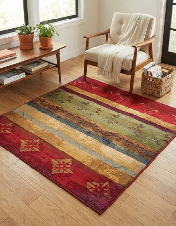 5' 3 x 5' 3 Easy-Clean Modern Indoor / Outdoor Square Rug