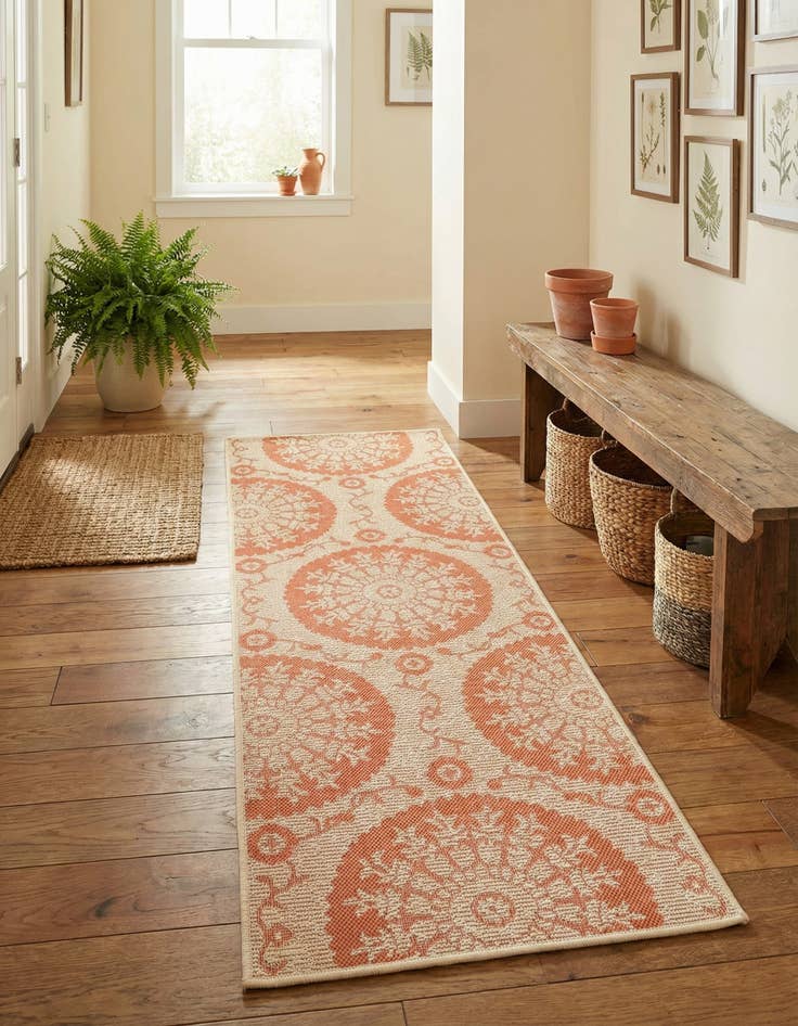 Detail image of 2' 2 x 6'  Washable Botanical Indoor / Outdoor Runner Rug