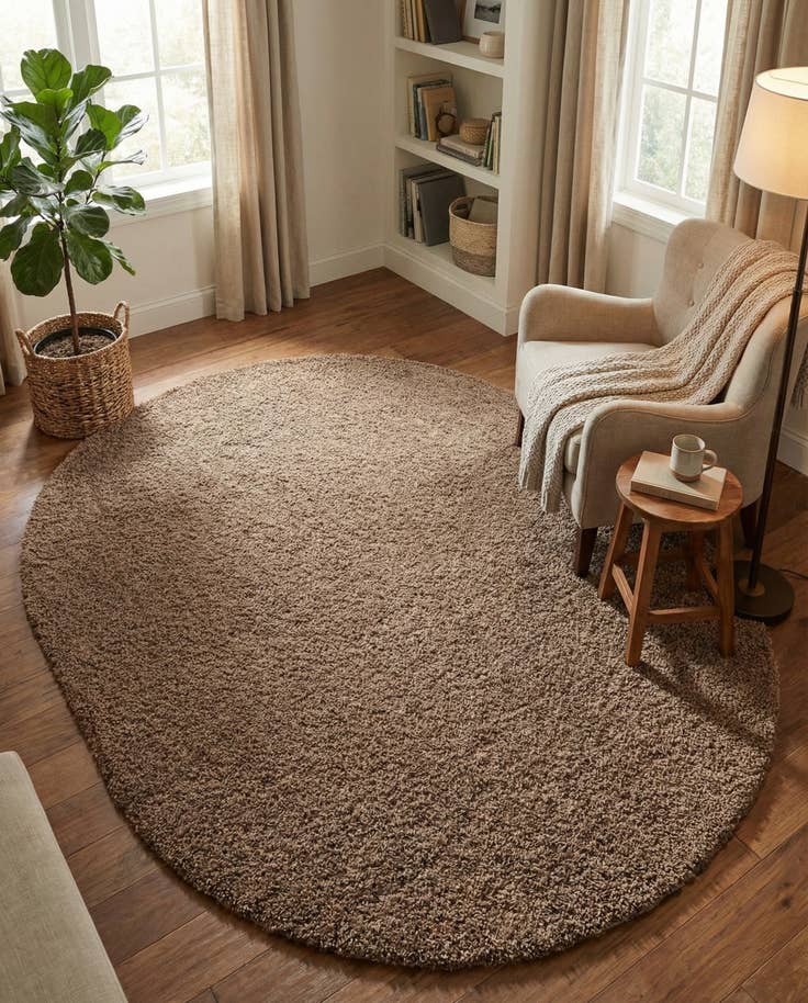 Detail image of 7' 10 x 10' Solid Shag Oval Rug