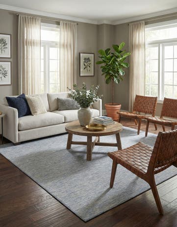 Blue Easy-Clean Solid Indoor / Outdoor Square Rug