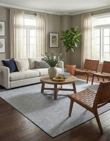 Blue Easy-Clean Solid Indoor / Outdoor Square Rug