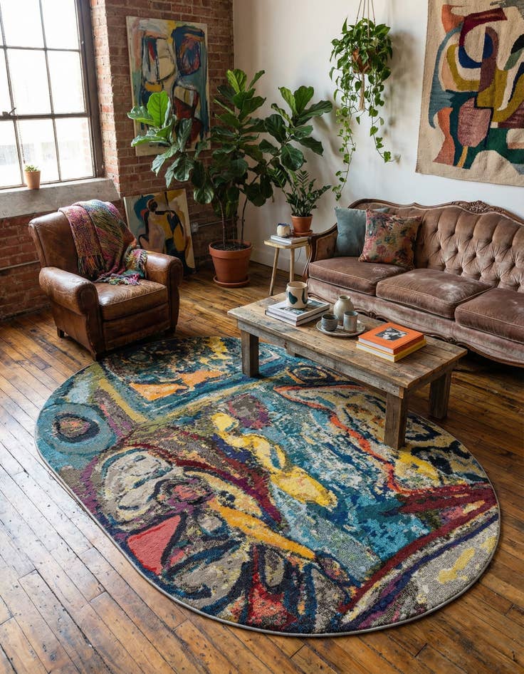 Detail image of 6' 1 x 9' Washable Haerfest Oval Rug