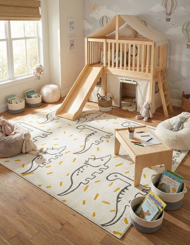 Detail image of 7' 10 x 10' Dinosaur Whimsy Kids Rug