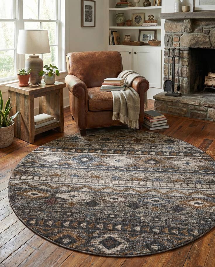 Detail image of 5' 3 x 5' 3 Eco Southwestern Round Rug