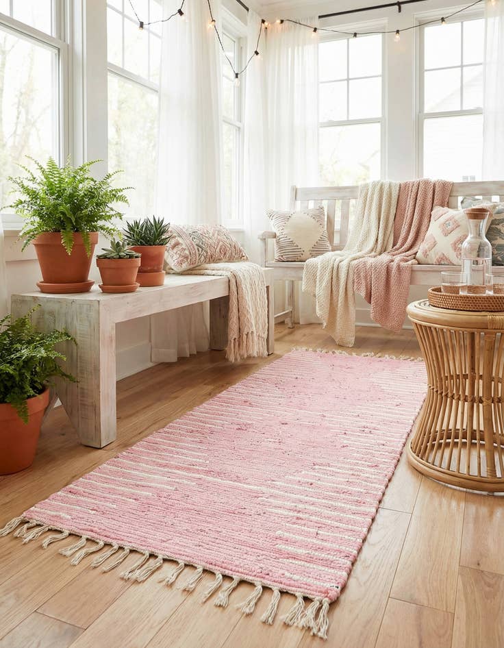 Detail image of 2' 2 x 6' 1 Hand Woven Chindi Cotton Runner Rug