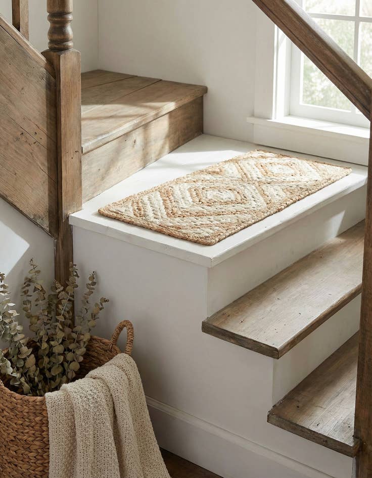Detail image of 0' 9 x 2' 6 Handmade Braided Jute Stair Rug