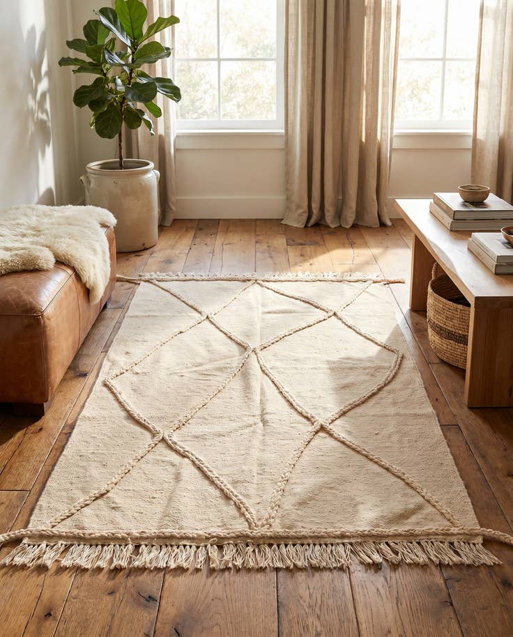 Detail image of 3' 4 x 4' 9 Hand Knotted Moroccan Wool Rug