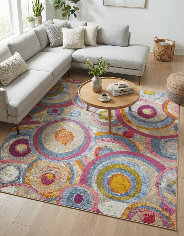 Detail image of 7' 10 x 7' 10 Washable Modern Indoor / Outdoor Square Rug