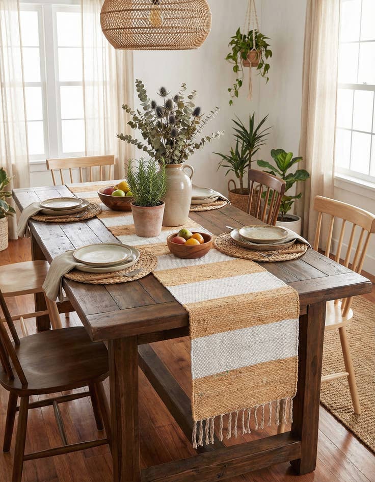 Detail image of 1' 2 x 10'  Hand Woven Chindi Rag Table Runner Rug