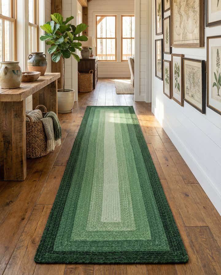 2' 7 x 12' Hand Braided Wool Runner Rug