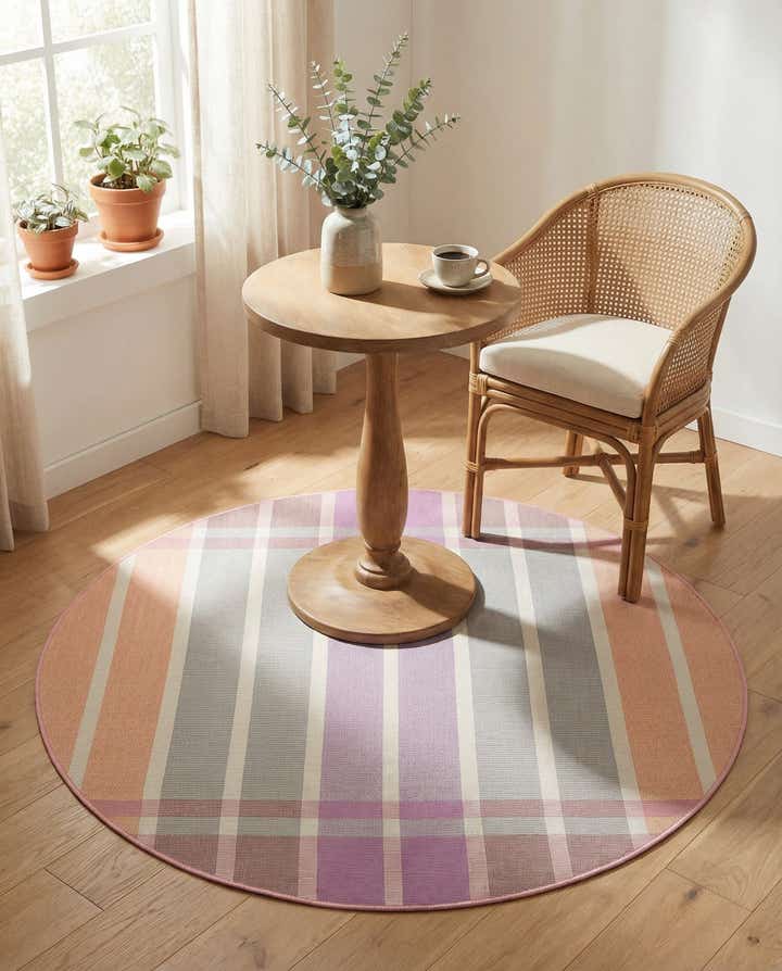 4' x 4' Easy-Clean Striped Indoor / Outdoor Round Rug