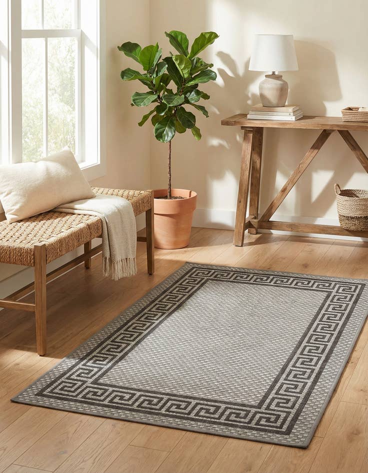 Detail image of 3' 3 x 5' Washable Border Indoor / Outdoor Rug