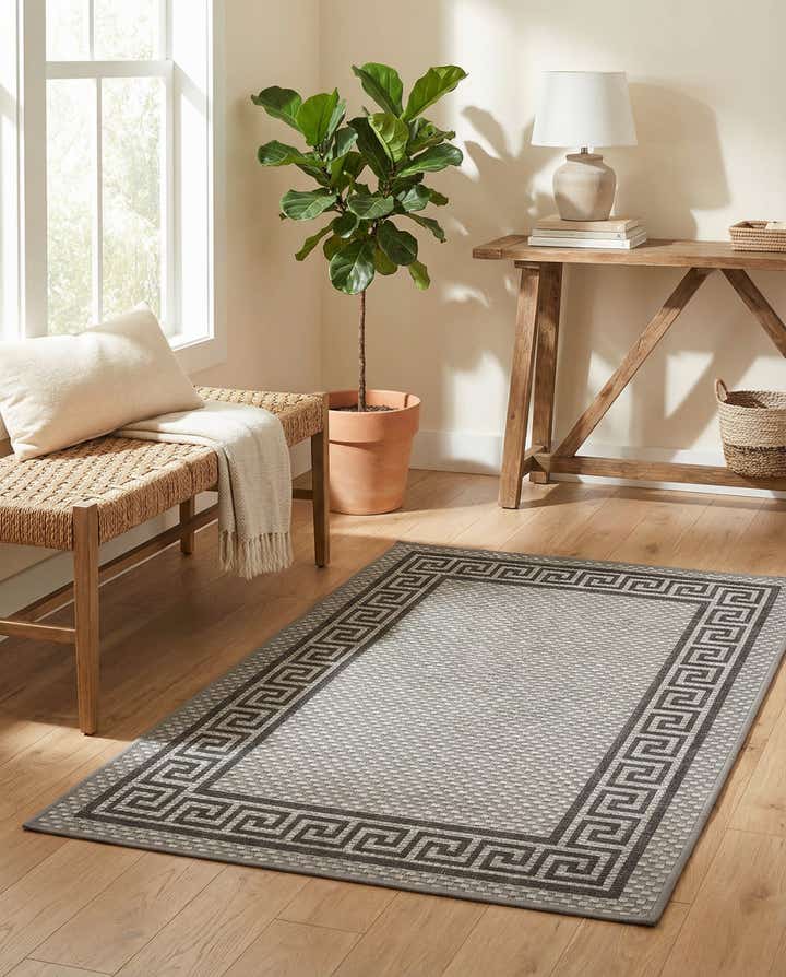 3' 3 x 5' Easy-Clean Border Indoor / Outdoor Rug