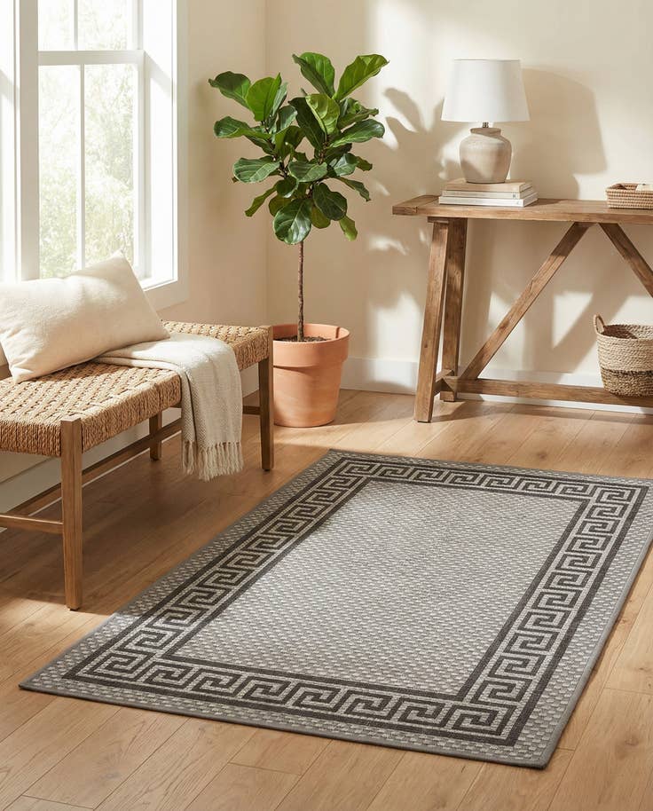 Detail image of 3' 3 x 5' Easy-Clean Border Indoor / Outdoor Rug